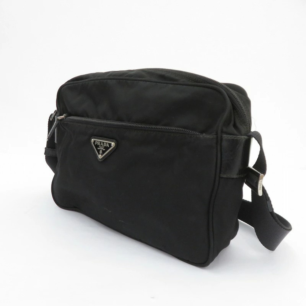 Prada Tessuto Triangle Shoulder Bag Black